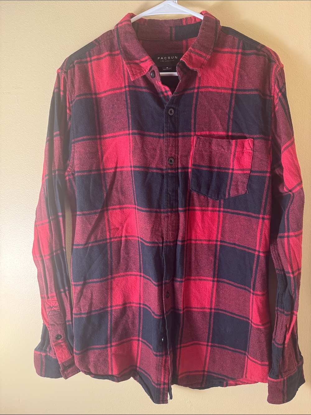 PacSun Red & Black Plaid Casual Button-Down Shirt